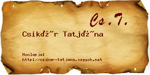 Csikár Tatjána névjegykártya